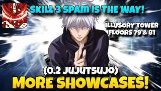 0.2 GOJO CRASH LANDS IN JUJUTSU ILLUSORY TOWER STAGES (SKILL 3 SPAM!) | JJK Phantom Parade