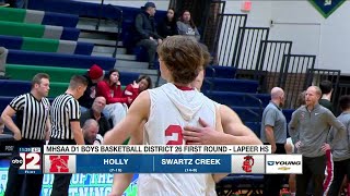 HS Boys Hoops: D1 District Playoffs - Swartz Creek races past Holly, 69-43