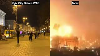 kyiv city before and after the war #russia #war #ukraine