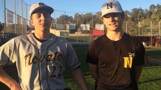 Jack McMann, Brad Arata on Novato’s 3-0 win over San Rafael #MarinBaseball