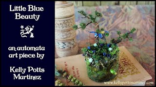 Little Blue Beauty Blue Tit, Chickadee Automaton Automata. Kinetic art sculpture