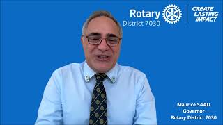 Rotary District 7030: New Rotary Year Message From Governor Maurice Saad