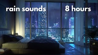 Midnight City Lights & Rain 🌧️ 8 Hours of Rain Sounds Through a Window | No music