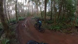 Biking down some doubletrack.