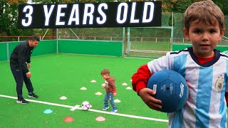 3 years old football carrying the ball training