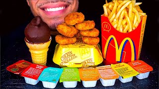 MCDONALD'S CHICKEN NUGGETS ICE CREAM CONE DIPPED CHOCOLATE CRISPY FRENCH FRIES BIG BITES ASMR MUKBAN