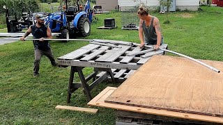 how WE bend hoops | bootstrap farmer hoop bender | 20 foot hoops | diy greenhouse | chink link pole