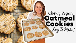 Chewy Vegan Iced Oatmeal Cookies