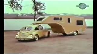 A 1974 Volkswagen and it's Fifth-Wheel travel trailer