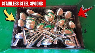 Stainless Steel Spoons vs Fast Shredder Machine | ASMR