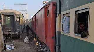 1up Khyber Mail arriving Rohri Junction,16dn Karachi Express standing