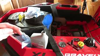 Oil change on a Gravely ZT XL zero turn mower with a Kohler engine, including an easy way to drain