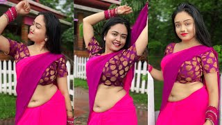 Saree fashion | saree review | beautiful sonu with pink saree | 15 July 2025