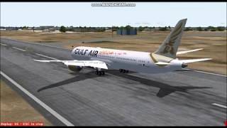 FS2004 - (Brand New Aircraft & Livery!) Gulf Air Boeing 787-9 {A9C-FA} landing at Bahrain