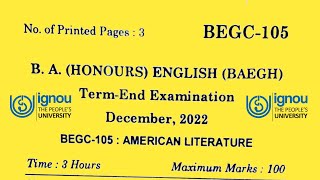 BEGC 105 Previous Year Question Paper | December 2022  BAEGH Question Paper