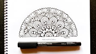 Easy Mandala Art For Beginners Step By Step/ Half Circle Mandala Art With Measurements 