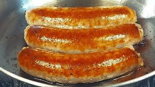 How to Cook Bratwurst on the Stovetop - Stainless Steel Pan - Real World Kitchen Skills