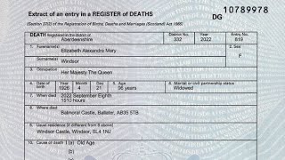 Queen Elizabeth II died of old age at 3:10 in the afternoon