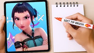 ZOEY'S ULTIMATE DEMON GLOW UP! 💚🔥 Drawing The K-Pop Demon Hunter Fanart Transformation
