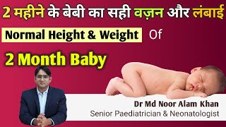 2 महीने के बच्चे का वज़न और लंबाई | 2 Months baby's Normal Height, Weight & Head Circumference