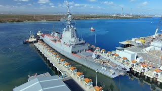 Destroyer Capability Enhancement Launch - HMAS Hobart docks in South Australia