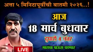 🛑Panjabrao Dakh Live । पंजाबराव डख लाईव्ह हवामान अंदाज | havaman andaj today live। weather report