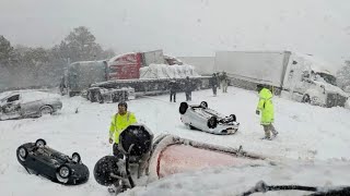 Chaos in Indiana Texas Today! Super Snow Storm Causing Many Major Accident in Arkansas