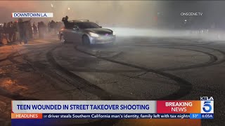 Teen hospitalized after gunfire erupts at downtown L.A. street takeover 