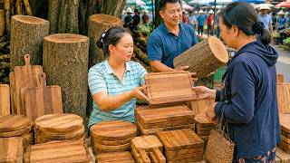 Making Wooden Cutting Boards for Sale at the Market - Cooking Traditional Cake | Trieu Mai Huong