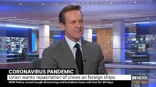 Dean Summers on ABC News 24  regarding the humanitarian crisis of the cruise ships off Australia