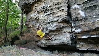 Těžká půlka, 7C+. Labák