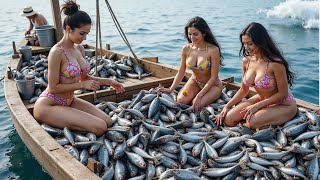 Mackerel Gone Clean In Just A Few Hours, Brutal Mackerel Fishing Process On Modern Boats!