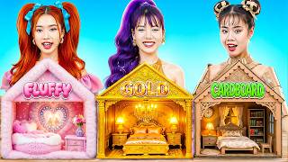 Fluffy Vs Golden Vs Cardboard Girl At Kpop Demon Hunters Doll House Makeover Challenge!