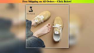 FOXER Brand Women's Casual Sport Shoes Outdoor Lace Up Thick Soled Sneakers 2025 Spring & Autumn