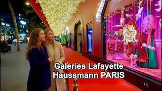 Paris France - November 12, 2025 - Galeries Lafayette Haussman Vitrines de Noël - Paris Christmas 