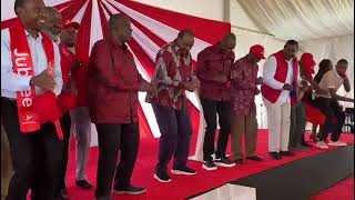 Jubilee meeting in Murang'a , Party leader dancing 