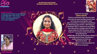 BREEZY MELODIES Presents 172nd Live #karaoke Show on Saturday, March 28th, 7 PM IST with KRISHA