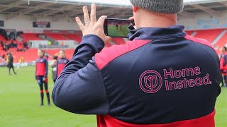 Home Instead Doncaster sponsor the match ball at Doncaster Rovers vs AFC Wimbledon 11/03/23
