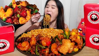 Eating Panda Express' Delicious New Crispy Sesame Shrimp & Beef | American Chinese Food Mukbang ASMR