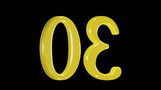 Gold number 30 animation on black background, seamless looping, screensaver, 4K