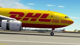 Airbus A300B4-203F DHL landing in Leipzig/Halle Airport (EDDP), rwy 26L