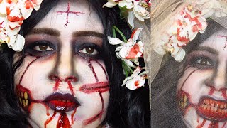 BLOODY DEMON BRIDE HALLOWEEN TUTORIAL | HALLOWEEN 2019