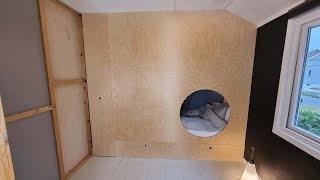 Making a built-in bed with a hole and slide-out cabinet
