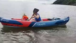 Kayaking in Oxwich - Sevylor Tahiti Plus - Alan and Brian go Swimming - the Gower Wales