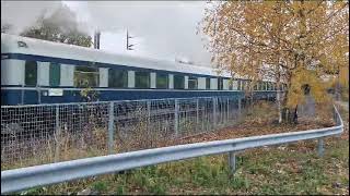 Steam train travelling from Jyväskylä too Lievestuore, passing through Vaajakoski, Finland.