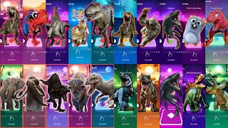 t-rex spiderman vs indoraptor vs mosasaurus vs triceratops vs mammoth 