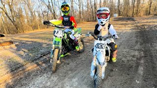 TC50 vs KX85!! Moto drills and riding backyard track! #moto