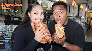 Me and @LATRYGUY eat a CHEESESTEAK BURRITO PIZZA from Lucino's 😱 in #Vegas-  food challenge!