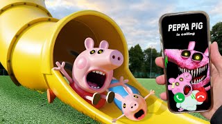 SLIDE EATER eats PEPPA PIG EXE AND EAVIE PIG EXE at the playground