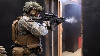 US Marine Unit Practices Close-Range Tactics at Gun House, Korea